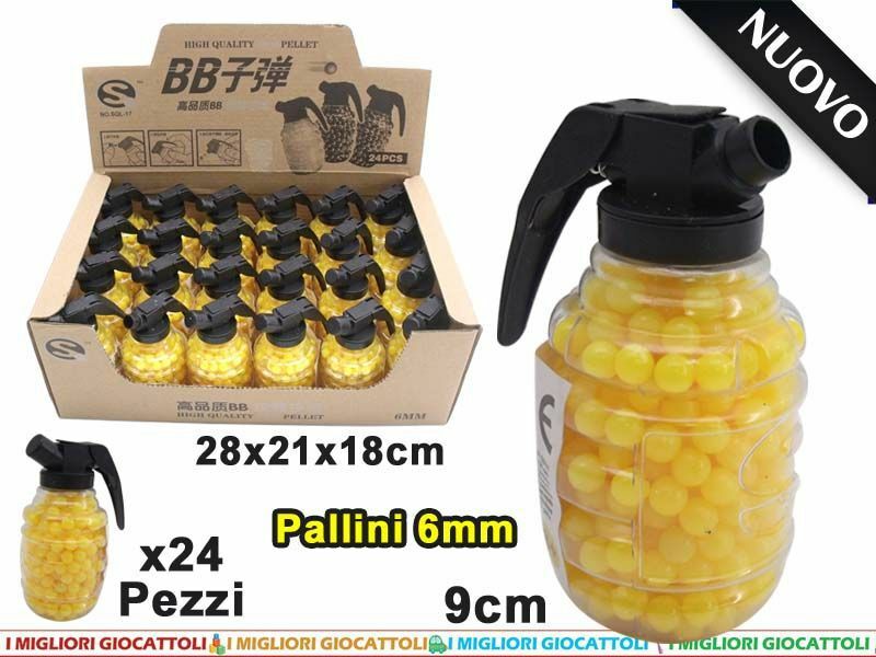Set 24 Pz Bomba Pallini Bb Bullets Per Pistole Giocattolo E Softair 6mm dfh