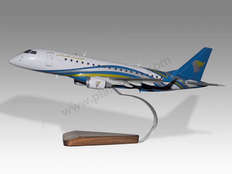 Embraer ERJ175 Oman Air Solid Kiln Dried Mahogany Wood Handcrafted Display Model