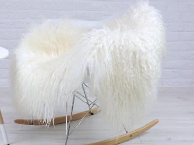 Real Mongolian Fur Rug Throw Tibetan Lambskin Hide Pelt Curly 100cm Hair Carpet