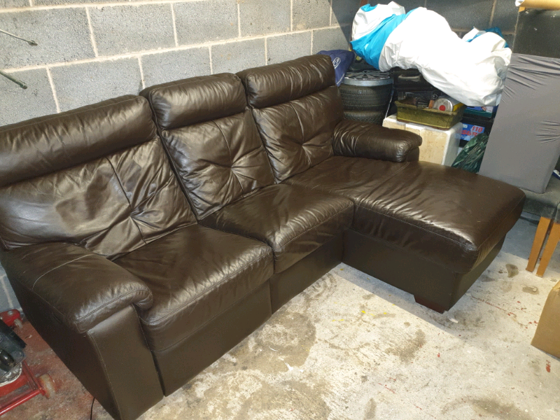 Leather electric reclining L shape sofa | in Preston ...