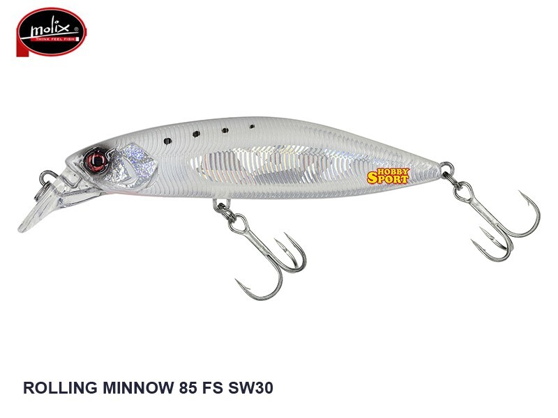 MOLIX ROLLING MINNOW 85 FS COL. SW30 PEARL WHITE HOLO 14, GR FAST SINKING 8.5 CM
