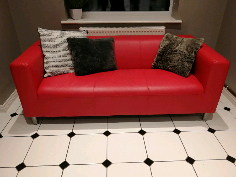 3 Seater Red Leather Sofa In Wrexham Gumtree