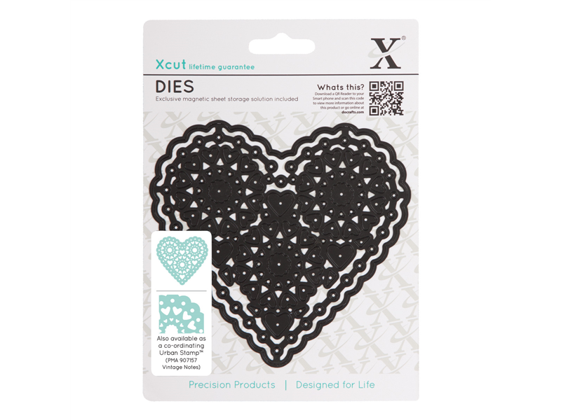 Docrafts Xcut Stanzschablonen - Vintage Notes - Herz Filigran