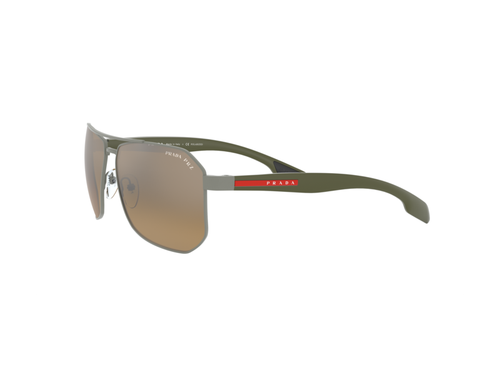 Pre-owned Prada Linea Rossa Sunglasses Ps 51vs Dg1741 Gunmetal Brown Man In Blue