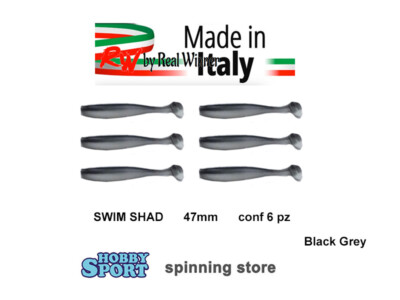 SWIM SHAD REAL WINNER 4,7 MM BLACK SPINNING LAGO FIUME TROTA CAVEDANO PERSICO