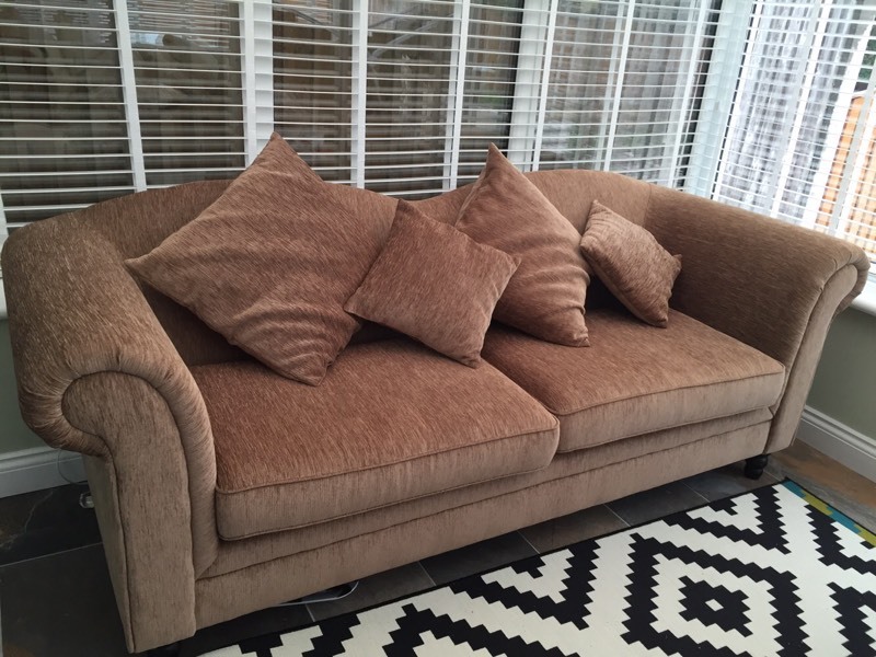 3 Seater Sofa Mink Colour Chenille Style Fabric in Liverpool