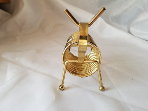 VTG MID CENTURY MODERN BRASS GOLD SPRING LETTER HOLDER ANIMAL DESIGN HORSE