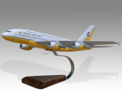 Airbus A380 Royal Brunei Solid Dried Mahogany Wood Handcrafted Display Model