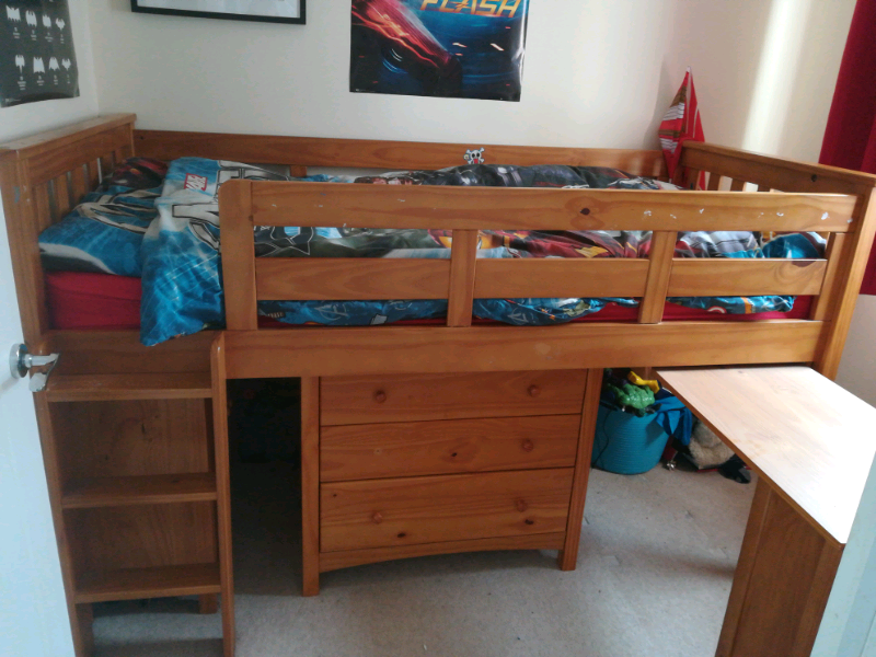 Solid pine mid sleeper cabin bed in Dawlish, Devon Gumtree