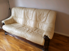 Cream Leather Sofa (3 seater)