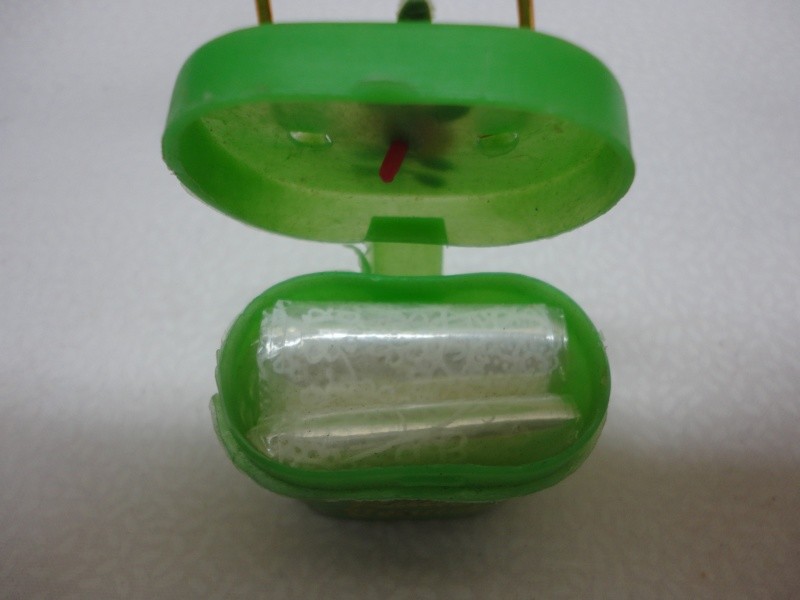 Vintage New Old Stock Green Purse Size Rain Hat,  White Bonnet - Insides Intact