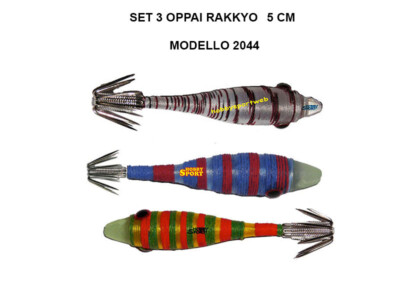 SET 3 PZ OPPAI RAKKYO FIVE  2044-GREY-B RED-GREEN YELLOW R KATSUI TATAKI FISHING