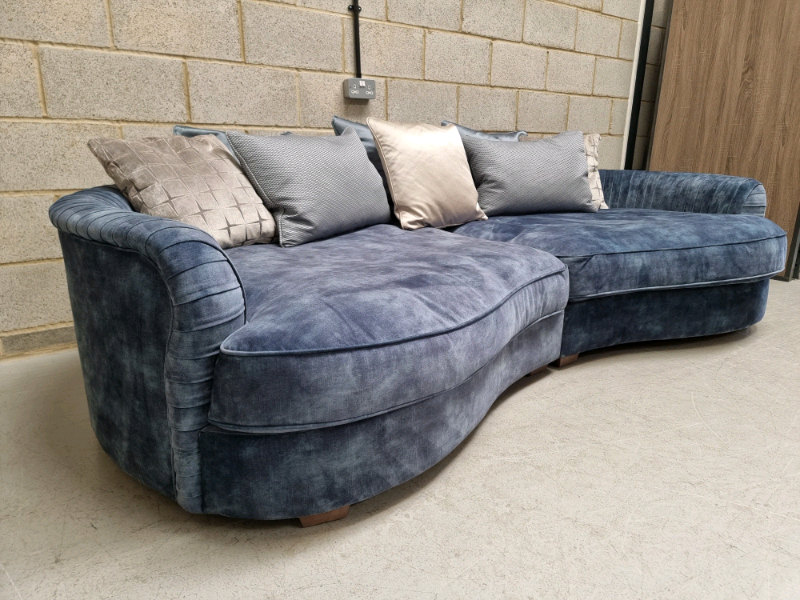 Sofology Palm Large 3 Seater Navy Mix Curved Sofa RRP£3399 in