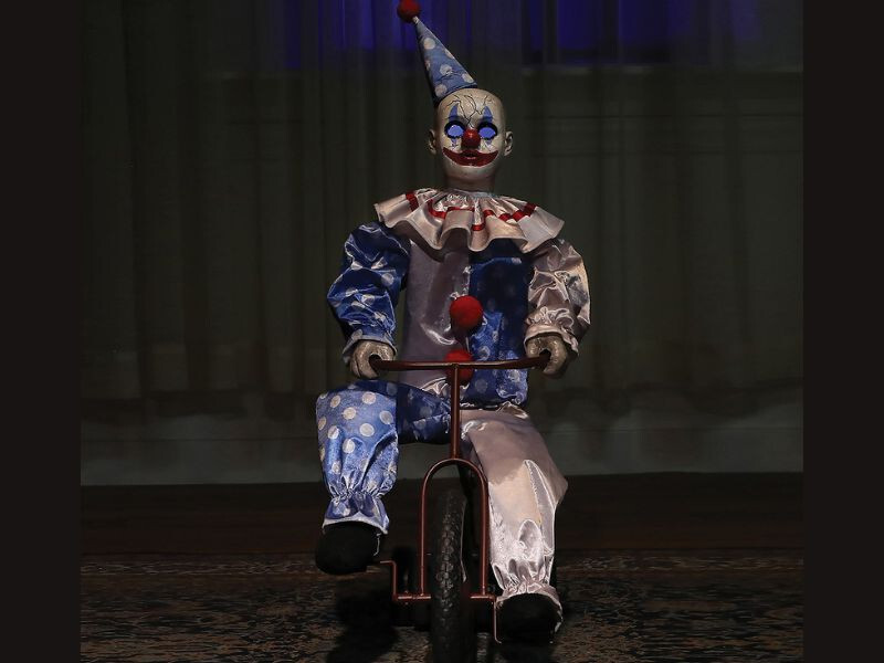 32-inch Tricycle Clown Doll Animated Animatronic Halloween Circus Carnival Bike