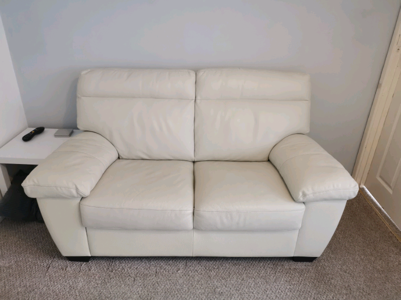 2x 2 Seater Cream Leather Sofas in Plymouth, Devon Gumtree
