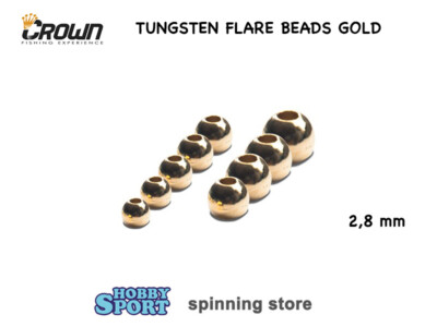 TUNGSTEN FLARE BEADS 2,8 MM  GOLD PERLINE FORATE CROWN FLY FISHING PESCA MOSCA