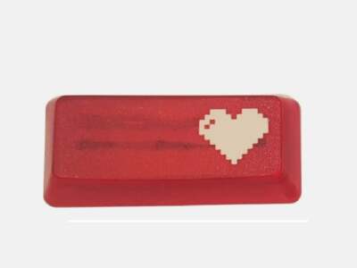 Translucent 8-Bit Red Heart Enter Novelty Doubleshot Cherry MX Keycap