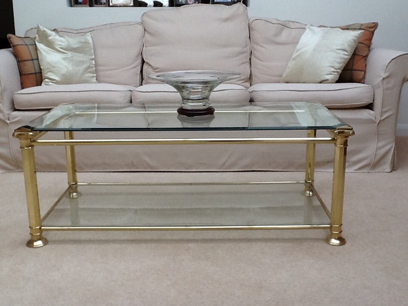 Beautiful Glass & Gold Large Coffee Table £50 ono in Woking, Surrey