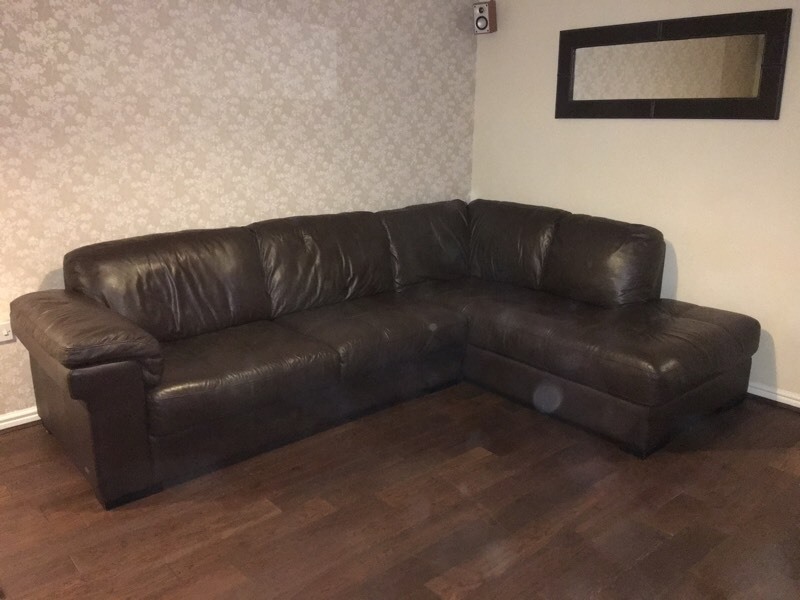 Brown leather corner sofa sofology rimini in Wallsend, Tyne and Wear