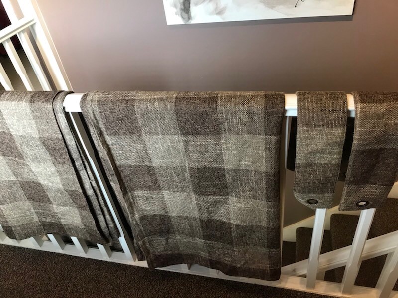 Dunelm Brown Tweed Check Eyelet Ringtop Curtains 90 Wide 72 Drop