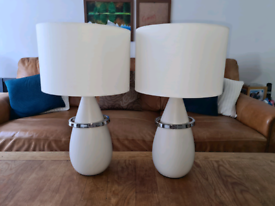 Pair of off-white table lamps