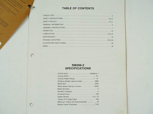 Woods Model M4-2 Operators Manual Service Information Rotary Mower