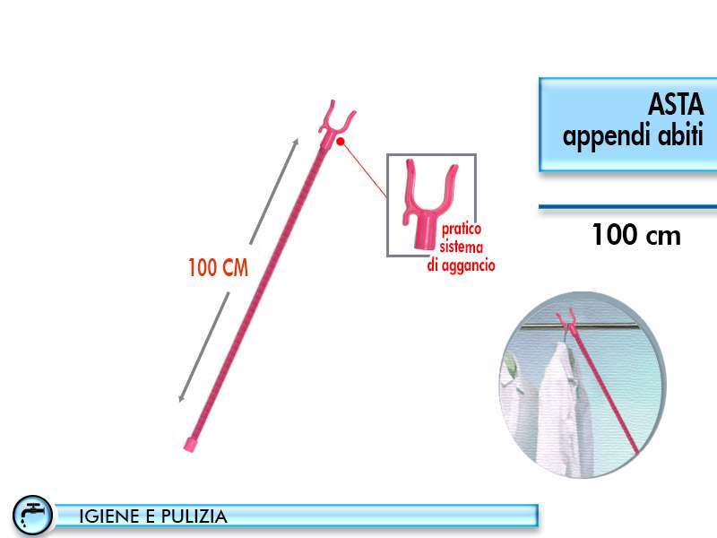 Manico Asta Bastone Appendiabiti Per Armadio Appendi Abiti Vestiti 100cm dfh