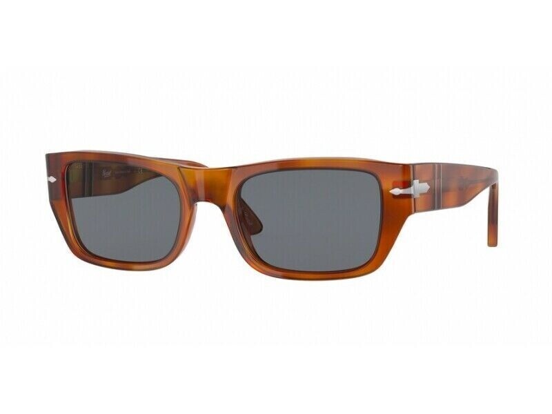 Pre-owned Persol Rectangle Terra Di Siena Crystal Light Blue Sunglasses Po3268s 96/56 In Crystal Light Blue Non Polarized Mineral Glass