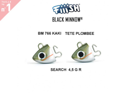BLACK MINNOW FIIISH SIZE 1BM 766 KAKI TESTINE RICAMBIO 4,5 GR SEARCH 2 PEZZI