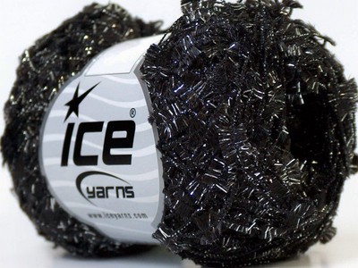 Ice BUTTERFLY LUREX Yarn Black Silver #27933 LOTS OF SPARKLE 50 Grams
