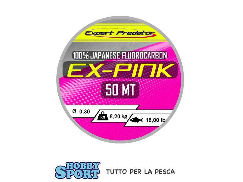 FILO FLUOROCARBON EX PINK 50 MT DIA 0,30 MM TEST 8,2 kg EXPERT PREDATOR TERMINAL