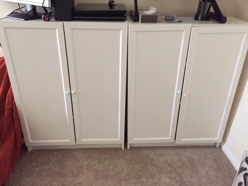 3x IKEA Billy bookcase (White) with doors (stickers removable) in