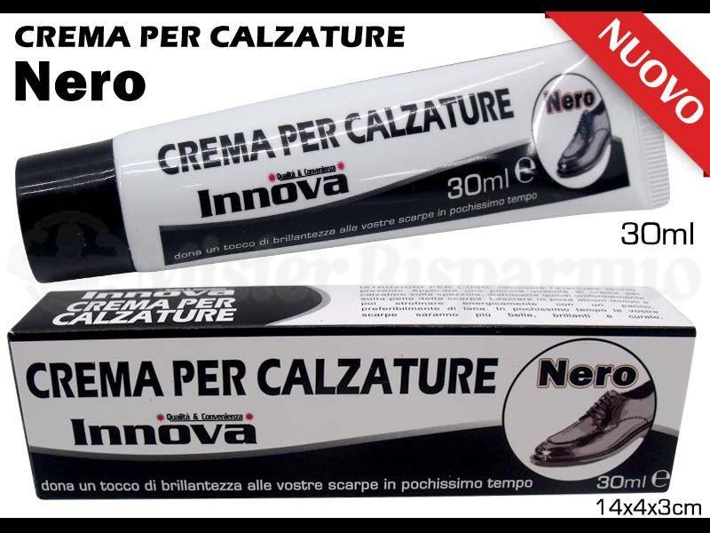 Crema Lucidante Per Scarpe Pelle Classiche Lucido Nero Calzature 30ml dfh