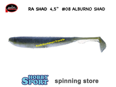 MOLIX 4,5" RA SHAD COLORE  08 ALBURNO SHAD SPINNING MARE LAGO FIUME BLACK BASS