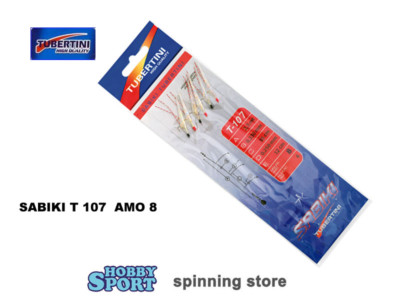 SABIKI TUBERTINI T 107 - HOOK SIZE 8 ARTIFICIALE MARE  PELLE DI PESCE 6 AMI