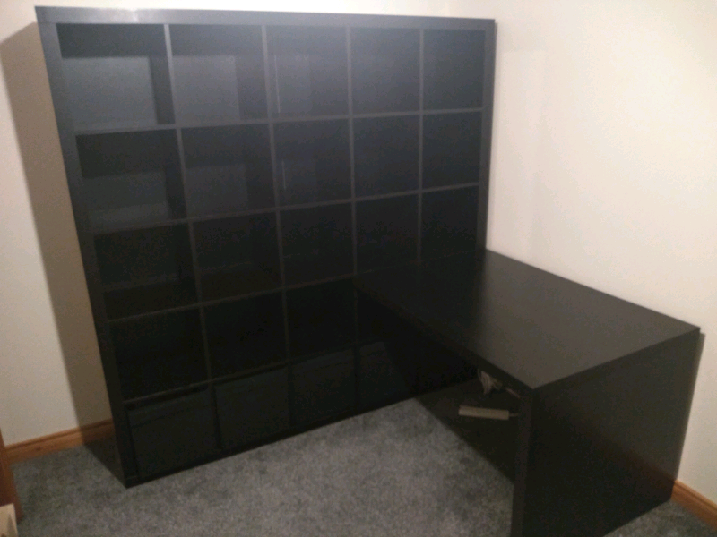Ikea Kallax Shelving Unit 5x5 Cube Storage Black Extras 90
