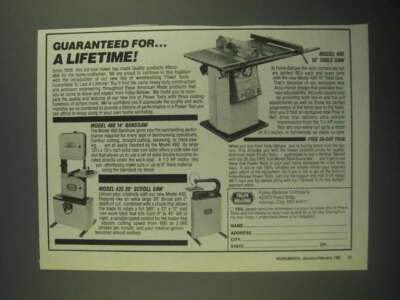 1987 Foley-Belsaw Ad - 480 Bandsaw, 435 Scroll Saw and 490 Table Saw