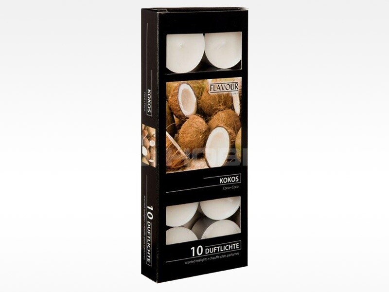 Confezione 10 Pezzi Candele Lumini Tea Light Profumate Fragranza Cocco dfh