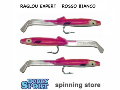 RAGLOU EXPERT 55 MM Col. ROSSO BIANCO  CONF. 3 PZ TRAINA SPINNING PESCA MARE