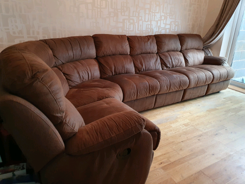 Nubuck 7 seater sofa with reclining ends in Warrington, Cheshire