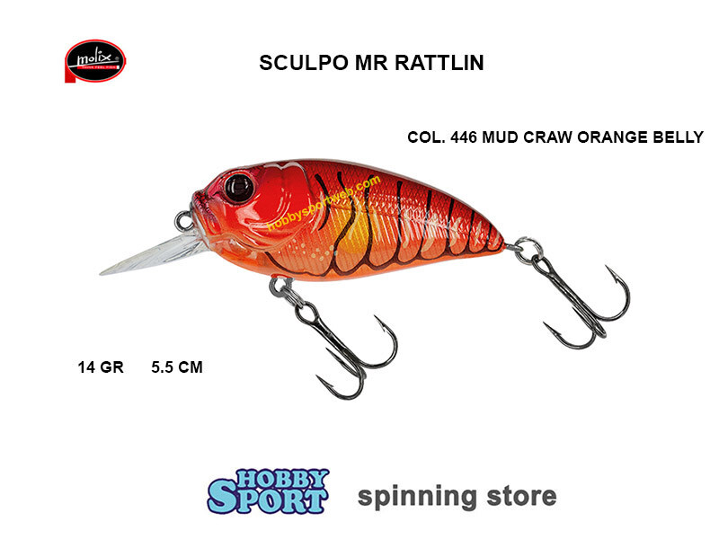 MOLIX SCULPO CRANK MR 14 GR COL. 446 MUD CRAW ORANGE B 5.5CM SPINNING BLACK BASS