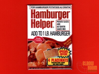 Vintage Hamburger Helper Potatoes Au Gratin box art 2x3'' fridge/locker magnet 70