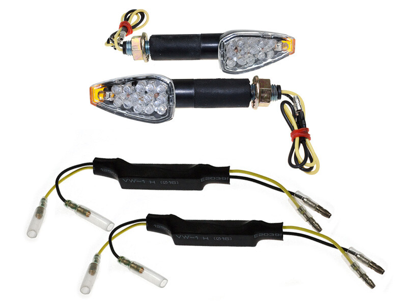 LED Blinker Set Sparkle schwarz 40 mm E-geprüft + 2 Widerstände für Yamaha TDM
