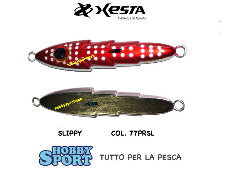 XESTA METAL JIG SLOW EMOTION SLIPPY 120 gr col. 77PRSL  RED SILVER FLUO DOT