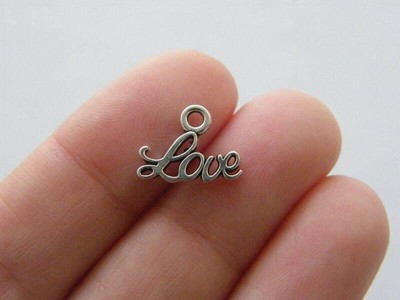 BULK 50 Love charms antique silver tone M6 - SALE 50% OFF