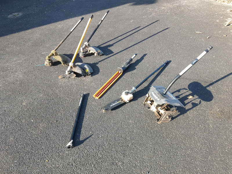 Ryobi expand-it attachment lot inc hedge trimmer, rotavator, pole saw