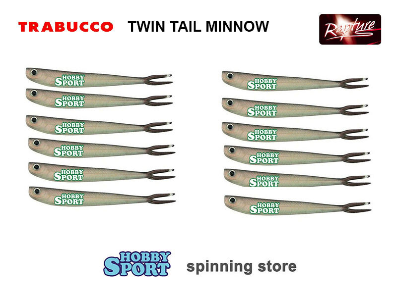RAPTURE 3' TWIN TAIL MINNOW SILICONICO COL. PBK PEARL  BLACK 12 PZ - SPINNING