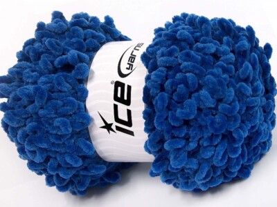 Ice CHENILLE BOUCLERON YARN #79053 DARK BLUE Big Soft & SUPER BULKY 100 Grams
