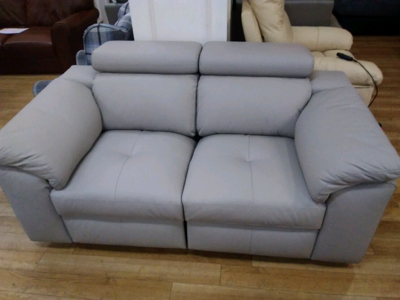 grey leather electric recliner sofa