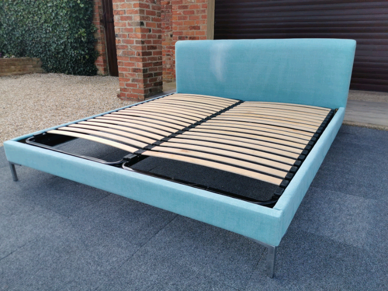 Loaf Superking Chrome Bed In Adriatic Washed Cotton Linen in Retford